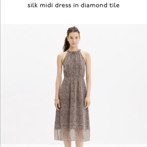 Madewell Silk Midi Dress in Diamond Tile